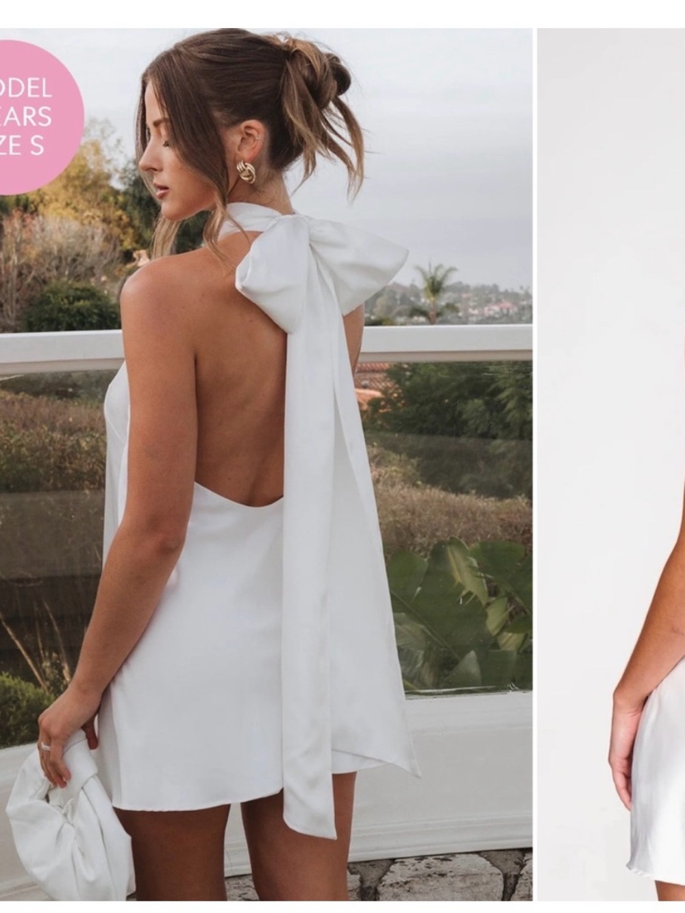 Show Me Your MuMu White Halter Backless Mini Dress with Bow